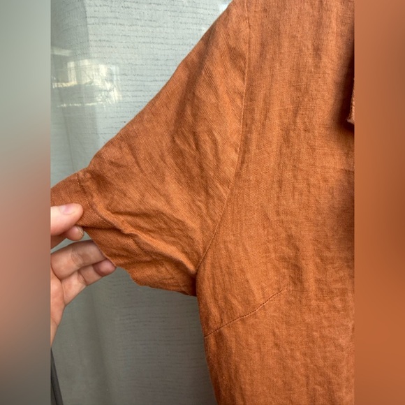 Quince Terracotta Linen button down Dress - Picture 12 of 16